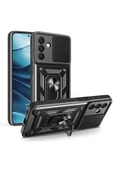 szr store Galaxy A26 Kılıf Magnetik Standlı Kamera Korumalı Zore Sürgülü Vega Kapak - Mavi - 2
