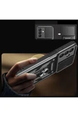 szr store Galaxy A26 Kılıf Magnetik Standlı Kamera Korumalı Zore Sürgülü Vega Kapak - Mavi - 7