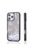 Cleo Cases iPhone 14 Pro Max Uyumlu Kılıf Sıvılı Simli Kelebek Baskılı Şeffaf Arka Yüzey Zore Glis Silikon Kapa - 2