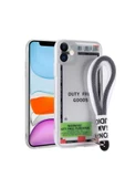 Ayyıldız Aksesuar Dünyası iPhone 11 Uyumlu Desenli El Askılı İpli Zore Astana Silikon Kılıf-Duty Free thumbnail 1