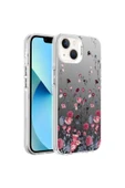 KILIFTECH iPhone 14 Uyumlu Desenli Zore Silver Sert Kılıf-Çiçek thumbnail 1