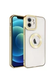 KILIFTECH iPhone 11 Uyumlu Kamera Korumalı Logo Gösteren Zore Omega Kılıf-Gold thumbnail 1