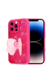 KILIFTECH iPhone 14 Pro Kılıf Kamera Korumalı Figür Tasarımlı Zore Kapya Kapak-Pembe Açık thumbnail 2