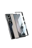 KILIFTECH Galaxy Z Fold 6 Kılıf Ultra İnce Kamera Korumalı PC + Deri Arka Yüzey Zore Kıpta Poligan Kapak-Siyah - 3