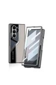 KILIFTECH Galaxy Z Fold 6 Kılıf Ultra İnce Kamera Korumalı PC + Deri Arka Yüzey Zore Kıpta Poligan Kapak-Siyah - 2