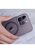 zore iPhone 14 Pro Uyumlu Magsafe Şarj Özellikli Buzlu Sert PC Zore Tuval Kılıf-Derin Mor thumbnail 5