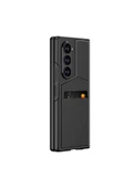 Cleo Cases Galaxy Z Fold 6 Kılıf Karbon Fiber Deri Kartlıklı Zore Kıpta Dik Açılan Kartlıklı Kapak-Siyah - 4