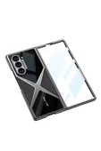 10LİNE AKSESUAR Galaxy Z Fold 6 Kılıf Ultra İnce Kamera Korumalı PC + Karbon Arka Yüzey Zore X-Pro Kapak-Siyah - 4