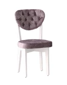 2 Adet Gala Sandalye Beyaz Ahşap Kapitoneli - 2