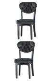 2 Adet Gala Sandalye Siyah Ahşap Kapitoneli - 1