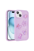 KILIFTECH iPhone 15 Plus Uyumlu Kabartma Figürlü Parlak Zore Toys Silikon Kılıf-Mor thumbnail 1
