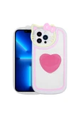 KILIFTECH iPhone 13 Pro Uyumlu Kedi Figürlü Transparan Pop Soketli Zore Ritmik Kılıf-Pembe Koyu thumbnail 1