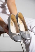 Albishoes Kadın Alçak Ökçe Topuklu 5,5 cm Stiletto Taşlı Abiye Günlük Kadın Topuklu Ayakkabı (36-44) - 4