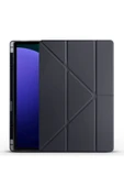 wenixs aksesuar Galaxy Tab S9 Ultra Kılıf  Uyumlu Zore Tri Folding Kalem Bölmeli Standlı Kılıf-Siyah - 1