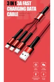 KILIFTECH Kırmızı LC93 3 in 1 Usb Kablo-Zore thumbnail 4