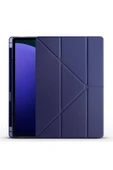 KILIFTECH Galaxy Tab S10 Ultra Kılıf Zore Tri Folding Kalem Bölmeli Standlı Kılıf - Lacivert - 1