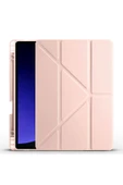 wenixs aksesuar Galaxy Tab S9 FE Kılıf  Zore Tri Folding Kalem Bölmeli Standlı Kılıf-Rose Gold thumbnail 1