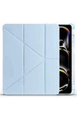 FLYGIFTS iPad Air 13 2025 M3 Kılıf Zore Tri Folding Kalem Bölmeli Standlı Kılıf - Mavi - 3