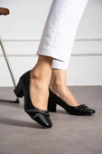 Albishoes Kadın Alçak Ökçe Topuklu 5,5 cm Stiletto Taşlı Abiye Günlük Kadın Topuklu Ayakkabı (36-44) thumbnail 1