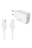 zore TKDR Play Serisi PL2 Type-C to Lightning 2in1 PD Seyahat Şarj Aleti 20W - Beyaz - 6