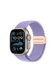 KILIFTECH Watch Ultra 49mm Uyumlu KRD-134 Örgü Tasarımlı Hasır Kordon Strap Kayış - Lila thumbnail 1