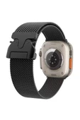KILIFTECH Apple Watch 44mm Zore KRD-25 Metal Hasır Kordon-Siyah - 1