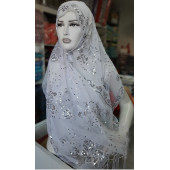 ABİYE MEVLÜT ÖRTÜSÜ & ŞAL & RANIR - 62 X 160 cm - RENK: BEYAZ & ÜZERİ PUL İŞLEMELİ - 1
