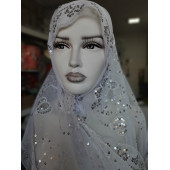 ABİYE MEVLÜT ÖRTÜSÜ & ŞAL & RANIR - 62 X 160 cm - RENK: BEYAZ & ÜZERİ PUL İŞLEMELİ - 10