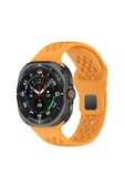 SAFA Galaxy Watch Ultra 47mm Zore KRD-119 Delikli Tasarım Silikon Kordon-Sarı thumbnail 1