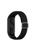 KILIFTECH Xiaomi Mi Band 3 Uyumlu KRD-49 Örgü Zore Kordon-Siyah - 1