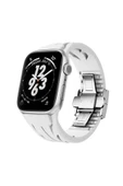 KILIFTECH Apple Watch 44mm KRD-127 Metal Tokalı Silikon Kordon-Beyaz - 1
