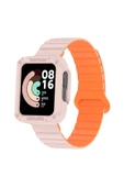 KILIFTECH Xiaomi Redmi Watch 2 Silikon Kordon Zore KRD-105 Strap Kayış-Pembe-Turuncu - 1