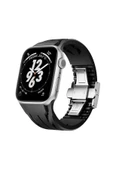 KILIFTECH Apple Watch 44mm KRD-127 Metal Tokalı Silikon Kordon-Siyah - 1