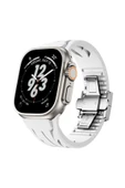 KILIFTECH Apple Watch Ultra 49mm KRD-127 Metal Tokalı Silikon Kordon-Beyaz thumbnail 1