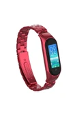 wenixs aksesuar Xiaomi Mi Band 6 Uyumlu KRD-04 Metal Zore Kordon-Kırmızı - 1