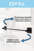 ESORA Siyah Metal Kare Yapışkanlı Uzun Havluluk - 3
