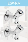 ESORA Krom Pirinç Volonlu 2 Adet Çamaşır Musluğu thumbnail 2