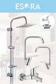 ESORA Dubai Robot Duş Sistemi, Köşe Lavabo & Mutfak ve Banyo Bataryası 4'lü Set ( WC Musluğu Hediyeli) thumbnail 2