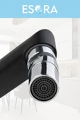 ESORA Siyah Balık Sırtı Delta Mutfak Bataryası Oynar Başlıklı Mutfak Musluğu Çift Su Girişli 2 Yıl Garanti thumbnail 3