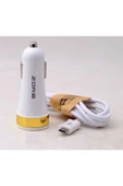 lumena Micro Araç Şarj Seti Kablosu Şarj Aleti 3000 Mah Beyaz Renkli 3 Usb Li 2 In 1 - 5