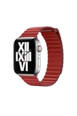 çelikeliletişim Watch 44mm Uyumlu KRD-09 Deri Lop Zore Kordon-Kırmızı - 1