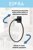 ESORA Siyah Metal Kare Yapışkanlı Yuvarlak Havluluk - 3