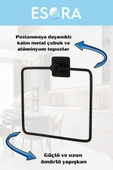 ESORA Siyah Metal Kare Yapışkanlı Kare Havluluk - 3