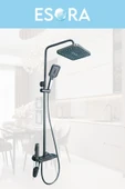 ESORA Piyano 5 Fonksiyonlu Gri Banyo Bataryalı Robot Duş Seti Tepe Duşu Duş Seti - 1