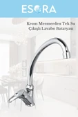 ESORA Krom Mermerden Tek Su Çıkışlı Lavabo Bataryası thumbnail 2
