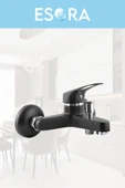 ESORA Siyah Robot Duş Seti , Siyah Köşe Borulu Eviye , Lavabo , Banyo Bataryası 4’lü Set - 5