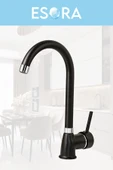 ESORA Siyah Robot Tepe Yağmurlama Delta Banyo-mutfak-lavabo Bataryası Musluğu Çeşmesi 4' Lü Set Paslanmaz - 3