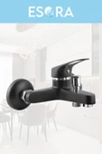 ESORA Siyah Robot Tepe Yağmurlama Banyo-Mutfak-Lavobo Musluğu Çeşmesi 4'lü Set - 5