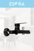 ESORA Siyah Lüx Robot Duş Seti , Lüx Kare Eviye , Lavabo , Banyo Bataryası 4’lü Set - 5