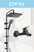 ESORA Siyah Robot Tepe Yağmurlama Banyo- Musluğu Çeşmesi 2'li Set - 2